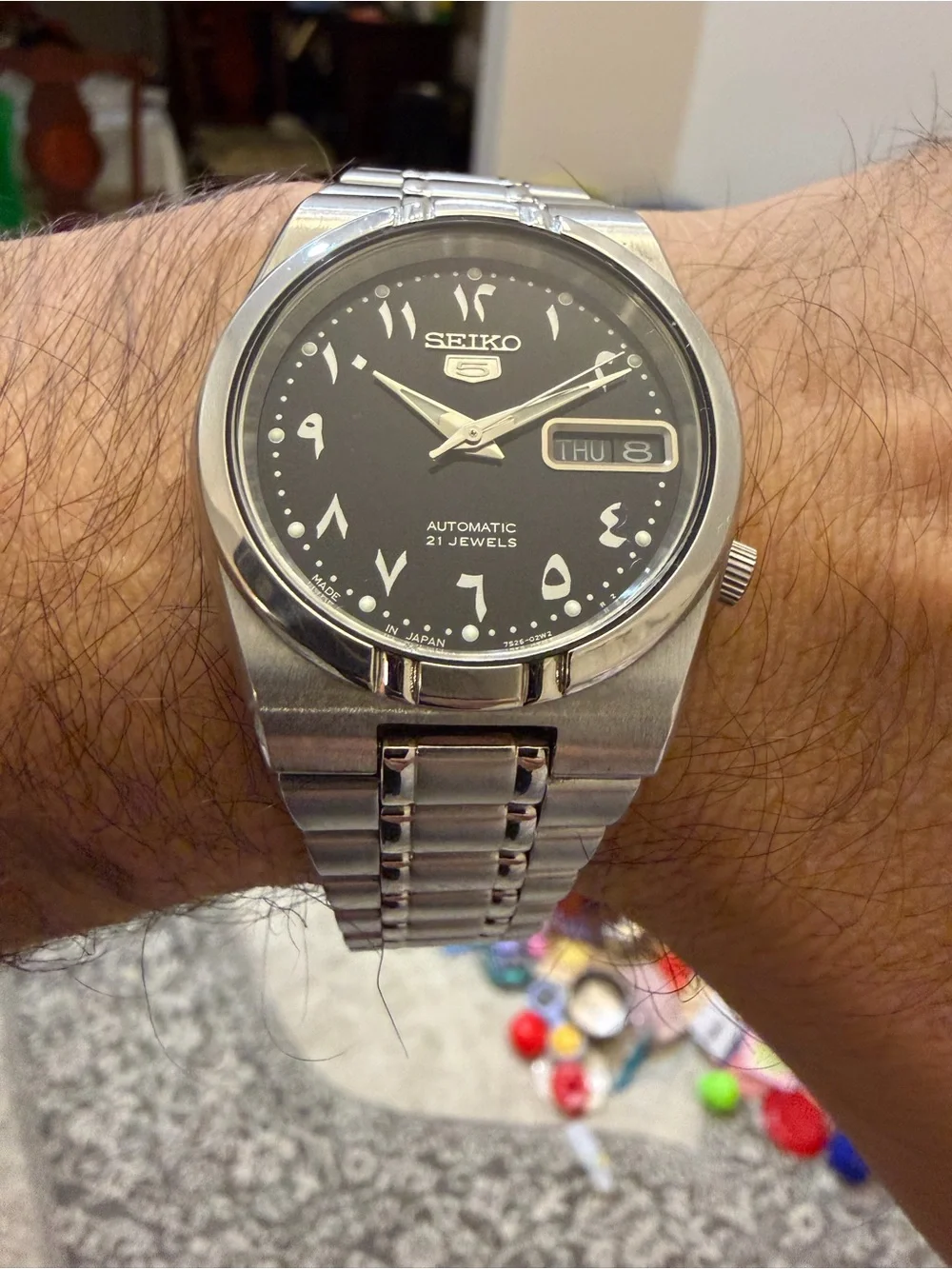 Seiko 5 Automatic Arabic Dial Black Mens Watch SNK063J5 7S26-01H0 Made in Japan